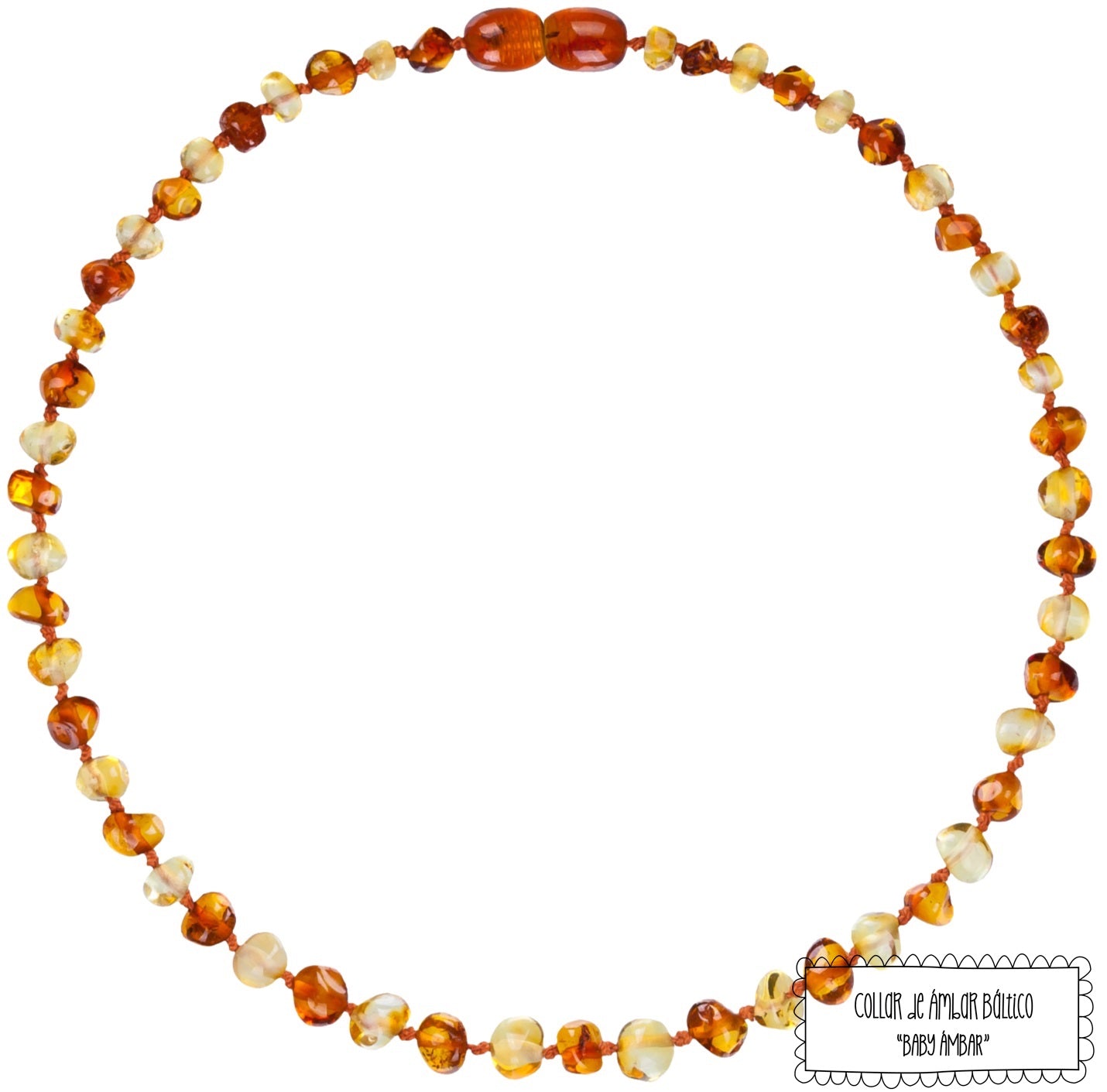 Collar Multicolor limón Cognac, (32 cm)