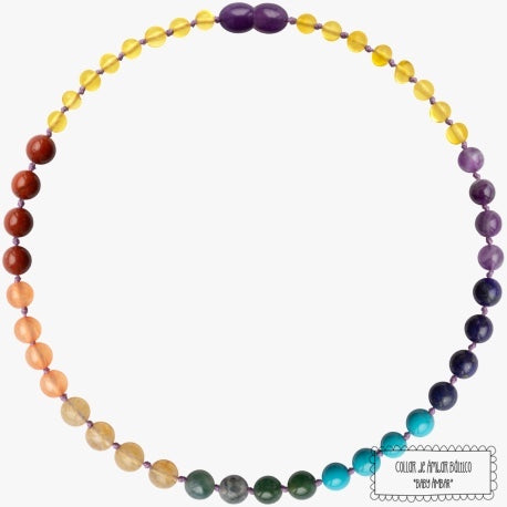 Collar Limón + 7 chakras, (32 cm)