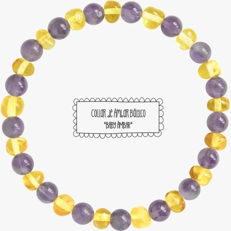 Pulsera Limón con Amatista, (19 cm)