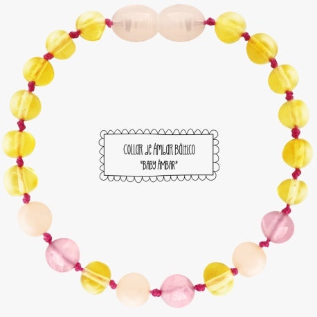 Pulsera Tobillera Multicolor Limón + Cuarzo Rosa, (14 cm)